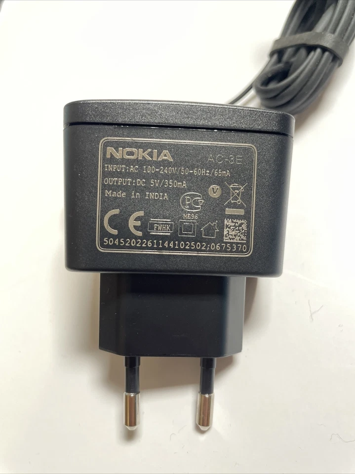 Genuine Nokia AC-3E Mains Wall Charger 2 Pin Plug Holiday Euro Thin - Image 2 of 3