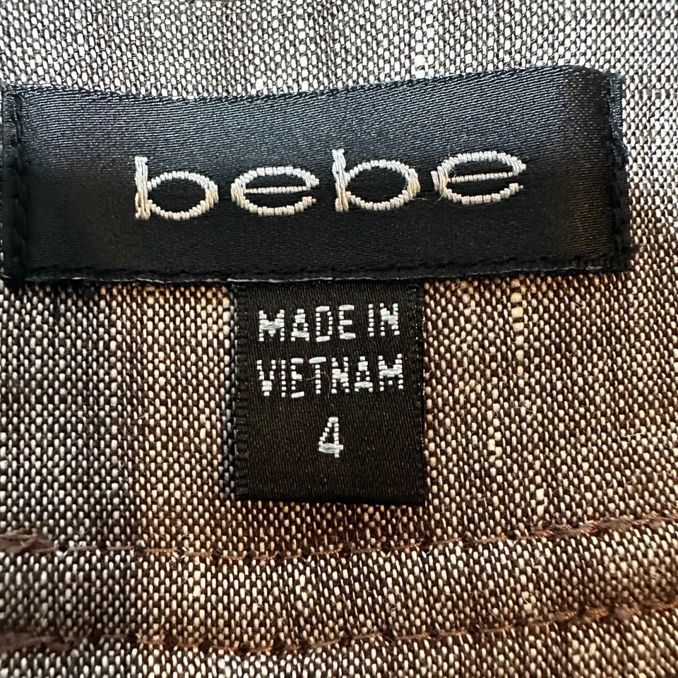 Шорты женские Bebe 4 коричневые льняная смесь китайская средняя посадка косые карманы повседневные - Изображение 3 из 4