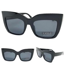 Oversized Classic Vintage Retro Style SUNGLASSES Large Big Black Frame Dark Lens