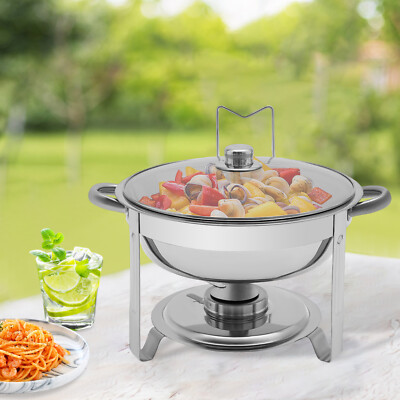 5L Edelstahl Chafing Dish Warmhaltebeh lter Speisenwärmer rund Wärmebeh lter