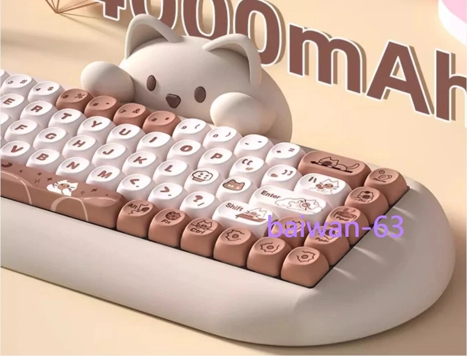 Cat Silicone Mechanical Cute RGB Three-mode Customized Bluetooth Keyboard 68 Key - Image 2 of 4