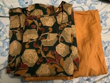 Indyjski / pakistański szyty zestaw Kameez i churidar. Musztardowy multi. Rozmiar UK 12-14.