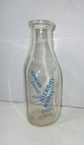 Old Milk Bottle Hickory Knoll Dairy Farm Advertising Omro Wisconsin