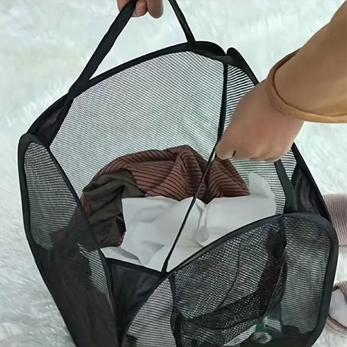 Mesh Pop-up Laundry Basket Foldable Dirty Clothes Large Capacity Storage 1 PC - Picture 3 of 24