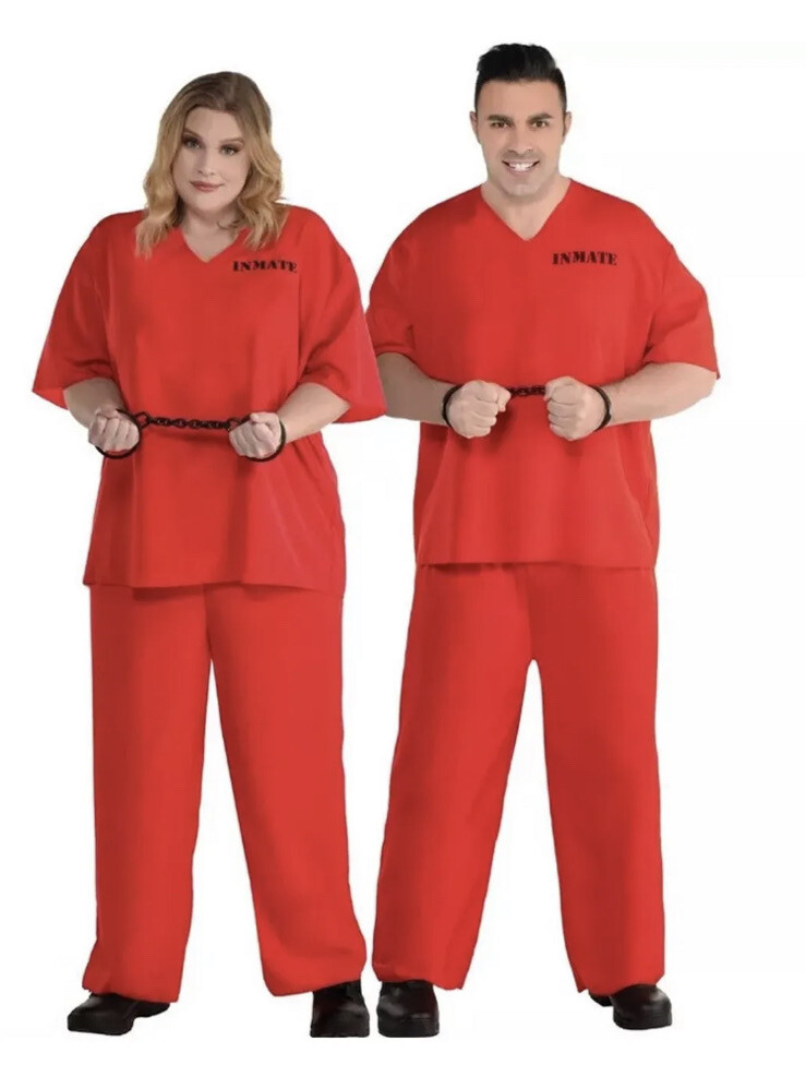 Adult Unisex Orange Prisoner Plus Size Costume XXL Size 48-52