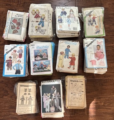 LOT OF 100+ VINTAGE SEWING PATTERNS MCCALL'S BUTTERICK SIMPLICITY  KIDS  TEENS