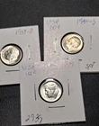 three USA 1954-PDS, 10 cent Roosevelt dimes silver coin  BU #2892