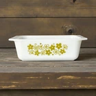 Vtg Pyrex Crazy Daisy Spring Blossom 922 Loaf Pan 8x8x2 Green Floral Dish HTF