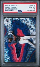 2025 BOWMAN CRYSTALLIZED #BWC15 JAMES WOOD ROOKIE RC PSA 10