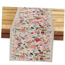  Boho Floral Summer Table Runner 13 x 72 Inches Colorful Flower 13" x 72" Beige