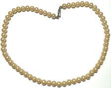 Vintage Necklace SIGNED JAPAN Choker Faux Pearl Beaded Cream 2