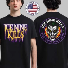 Ice Nine Kills The Laugh Track Joker Face Horror The Grin Will Win Big Logo Tee