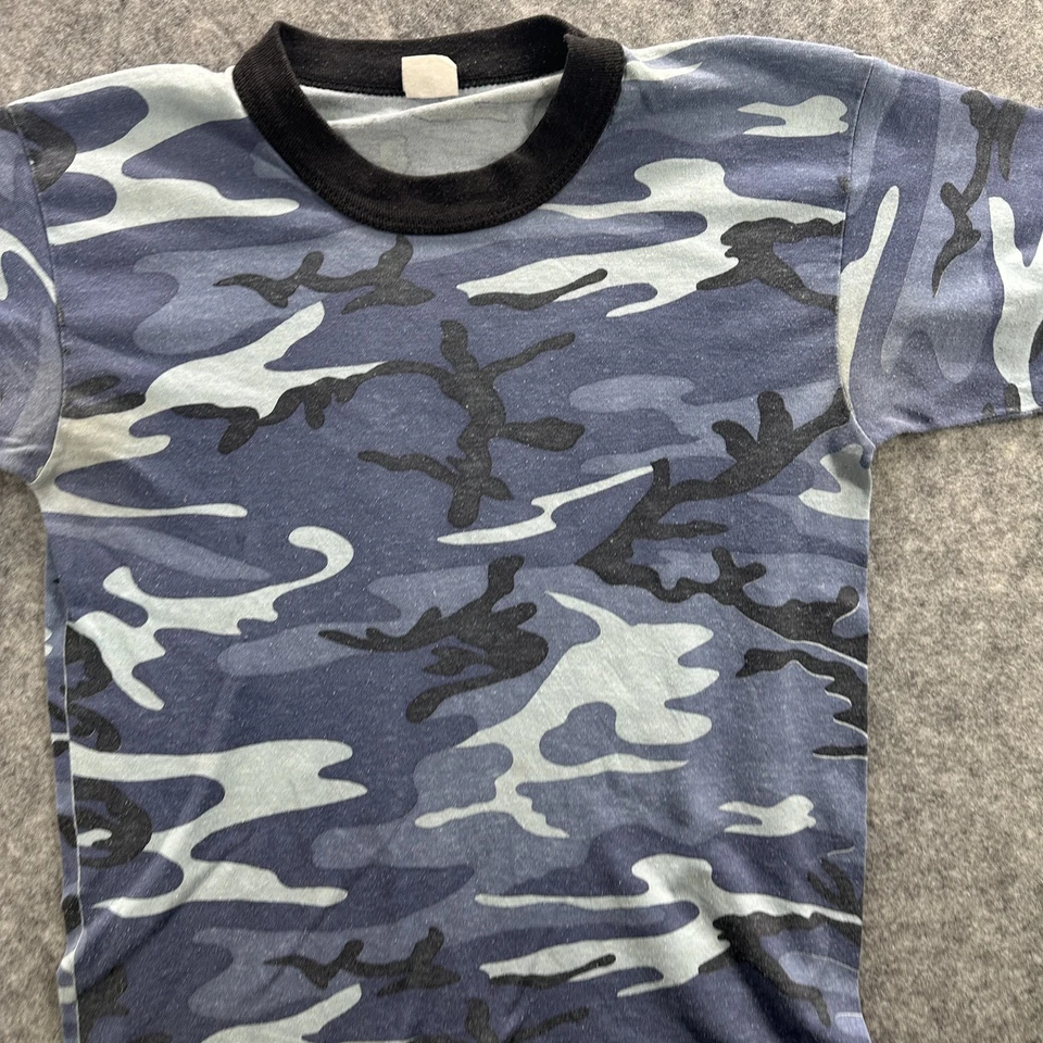 Винтажная футболка Rothco для мальчиков большая синяя камуфляжная камуфляжная военная футболка США 90-е мягкая - Изображение 2 из 4