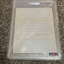 President Andrew Johnson Signed Presidential Document PSA Slabbed Seward 1869