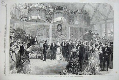 Old Antique Print 1870 Prince Wales Telegraphic Soiree Pender Arlington 19th