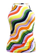 Anne Cole Women's High-Neck Strappy-Back Tankini Top M, Multi