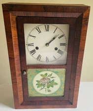 Antique Seth Thomas Mantle Gong Chime 8 Day Wind Up Movement Hand Painted Glass
