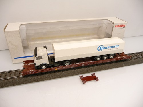 Märklin 4742 H0 Niederflurwagen beladen mit WIKING LKW Bauknecht der DB TOP OVP | Zustand: Gebraucht