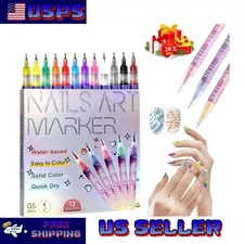 12 Colors Nail Art Pens Set, 2026 New DIY Nail Art Markers Drawing Painting Line