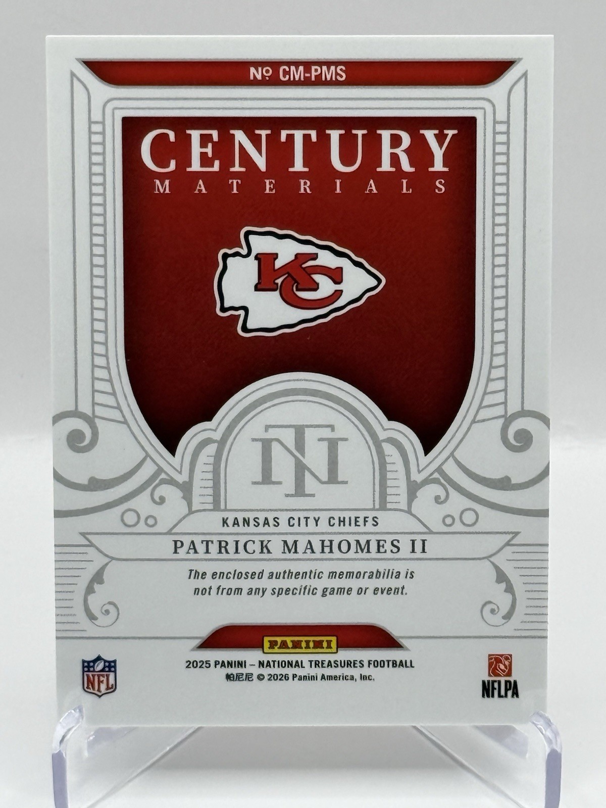 2025 National Treasures Patrick Mahomes Century Materials /99 view 2