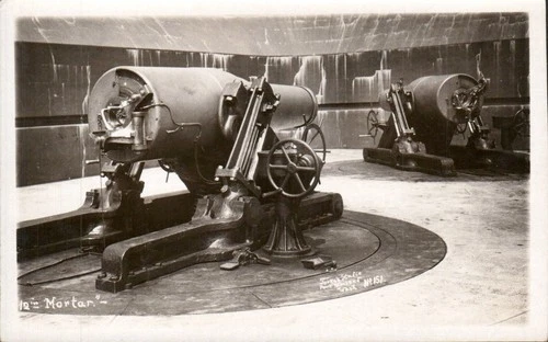 Vintage RPPC 12 in Mortar Port Townsend Washington Postcard 1910s WW1 Military