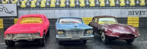 Lot Of 3 Vintage English Diecast Cars From Husky, Corgi Rockets & Road-Master