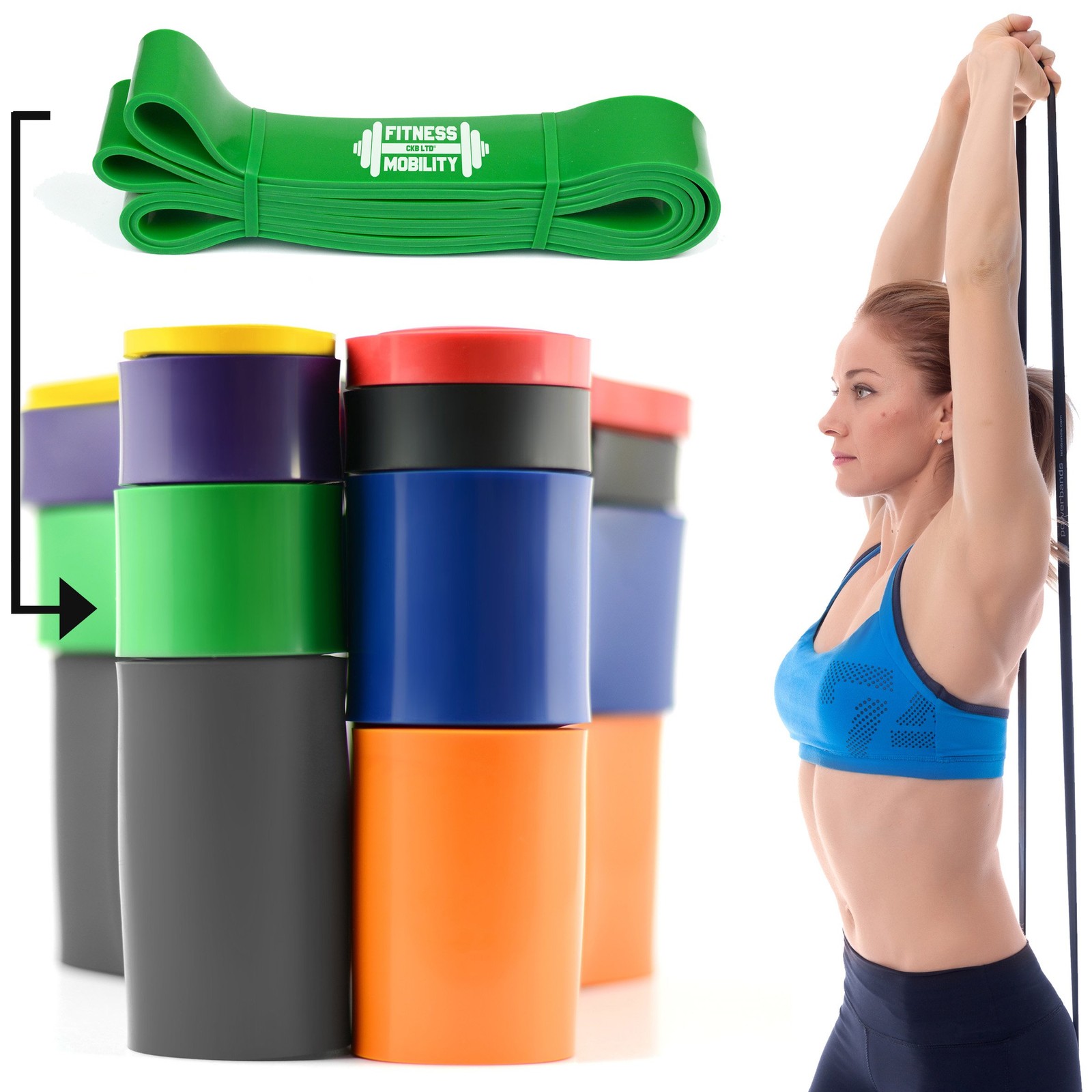 Élastique musculation vert 4.5cm pour intensifier l'entraînement squat