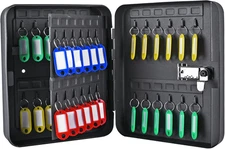 Key Box Wall Mount, 48 Key Hooks & Tags, Steel Security Locking Key Cabinet, Sto