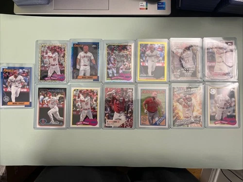 Mike Trout Topps Card Lot (14) 2023-2025 - Silver Crackle, Blue Parallel, HRC