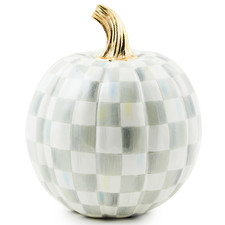Mackenzie-Childs Small Pumpkin Resin Halloween Home Decor Gray-And-White