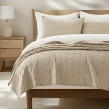100 Cotton Box Stitch Quilt Bedding Set King Size Garment Washed
