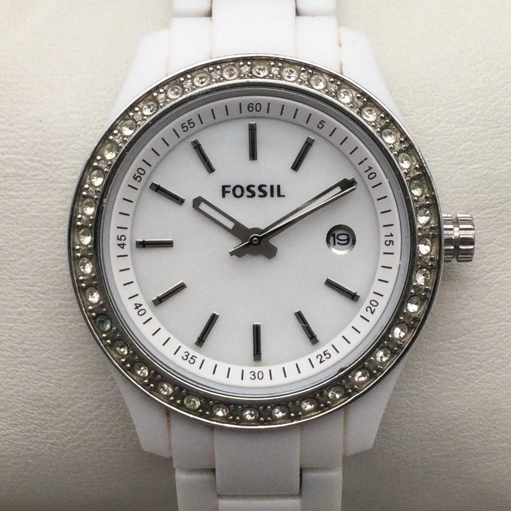 Fossil Womens Watch 31mm White Ceramic Crystals Date ES-2437  display picture 3