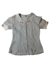 Vintage Pete Floral Peter Pan Collar Blouse Embroidered Cottagecore Kids 7