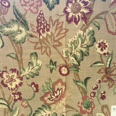 Thibaut Fabric 25  Sq. Wenzel  100% Cotton Duck Beige Tamarind Flowers