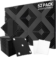 VallisCo 52 Pack Acoustic Foam Panels 12x12in For Noise Soundproofing UPGRADED