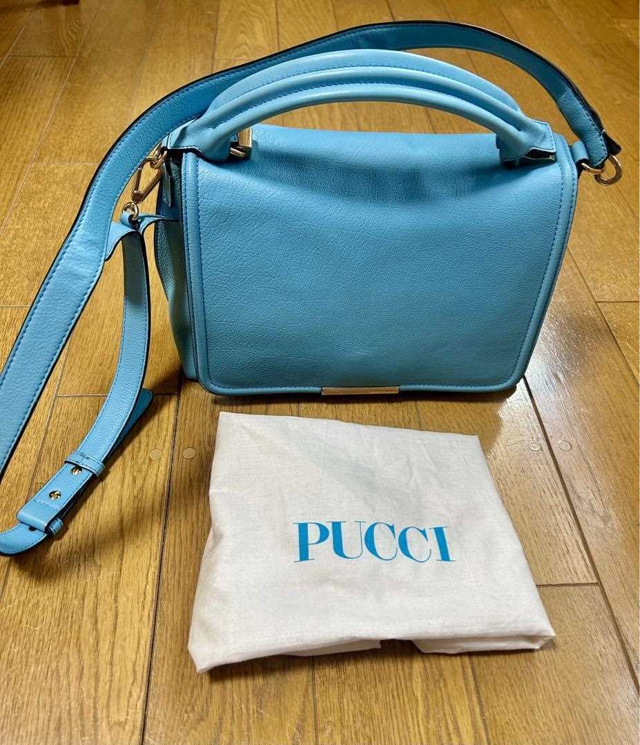 EMILIO PUCCI Handbag Shoulder Bag Leather Light Blue women's EMILIO PUCCI Handbag Shoulder Bag Leather Light Blue women's