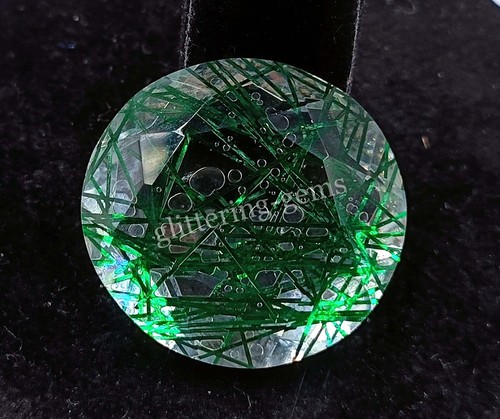 68.80 CT Top Quality Green Rutilated Quartz IGL Certified Round Cut Gemstone NA - Picture 6 of 7