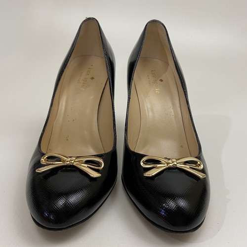 Mini arco para mujer Kate Spade Antonella tacones negros patente tono dorado metal talla 9 - Imagen 7 de 12