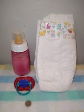 Vintage Reborn Faux Fake Formula baby Gerber bottle nurser Diaper Pacifier