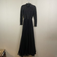 WOMEN  S VINTAGE 60  S JACK BRYAN METALLIC HIGH NECK MAXI DRESS - SIZE 8