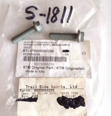 KTM NOS Hexagon Collar Screw M6X25 0025060256 Qty. 2 (S-1811) | eBay