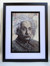 Ritratto ispirato ad Albert Einstein disegno su mappa. A4 senza cornice
