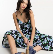 Free People Finer Things Black Bloom Backless Floral Maxi Dress S BNWT RRP �118