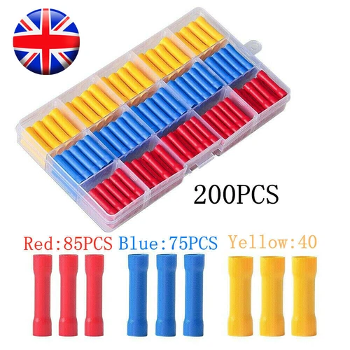 200Pcs Insulated Straight Butt Connectors Electrical Crimp Terminals Wire Cable - Picture 15 of 18
