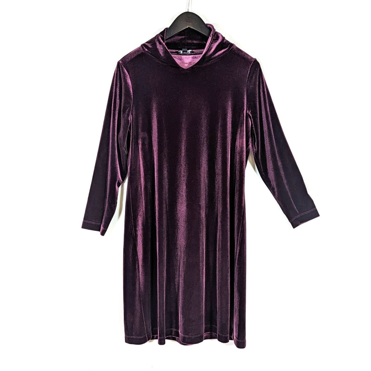 Jones New York Purple VELVET Cowl Neck Midi Cocktail Dress Size 6 Stretch  Met | eBay