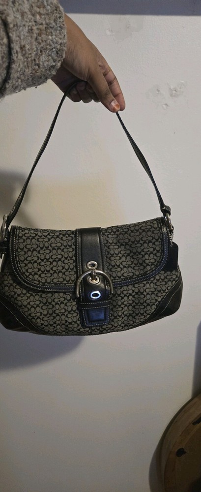 COACH Vintage SOHO Signature Buckle Flap Leather Bag 6818 Black