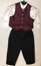Good Lad 3 Piece Set Boys Burgundy Vest White Shirt Black Pants 3T EUC