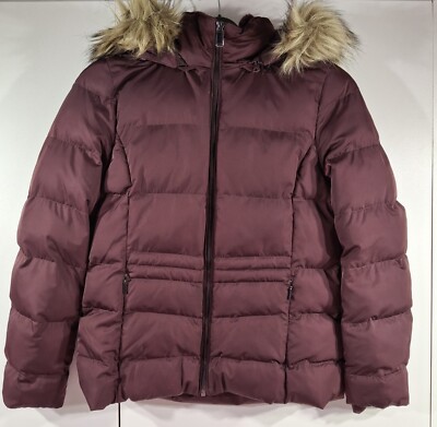 M S Per Una Womens UK10 Quilted Faux Fur Hooded Puffer Coat