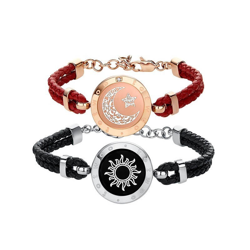 bracelet vibration couple TOTWOO Long Distance Bracelets for Couples, Vibration & Light Up Bracelet  Gifts for Girlfriend, Bluetooth Smart Pairing Jewelry main image 1
