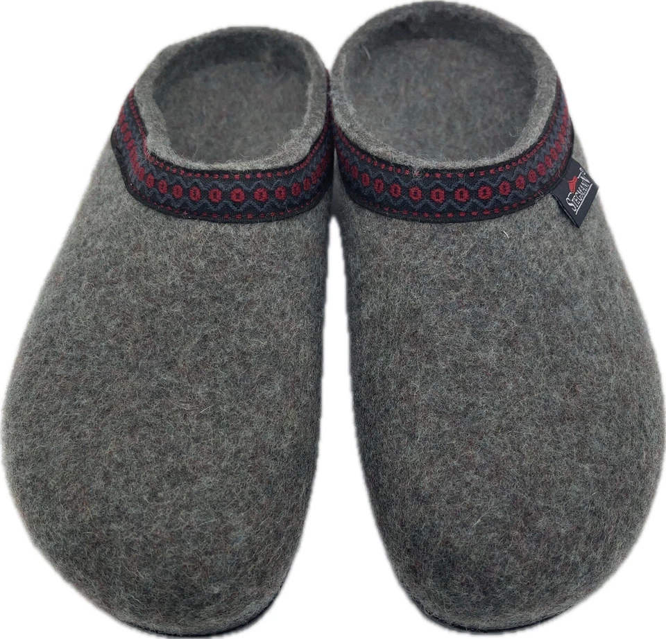 Zuecos de lana para mujer Stegmann suela de poli piedra con trenza roja talla 9,5 Foto 2 de 4